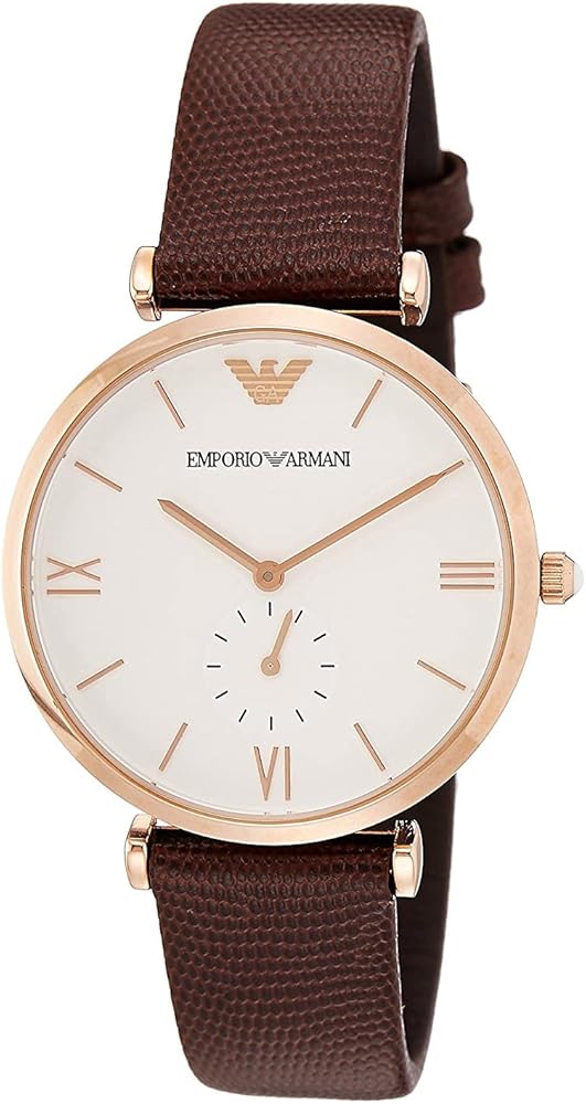 Emporio Armani Analog White Dial Brown Leather Strap Watch For Men - AR9042