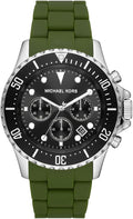 Michael Kors Everest Chronograph Black Dial Green Silicone Strap Watch For Men - MK8981