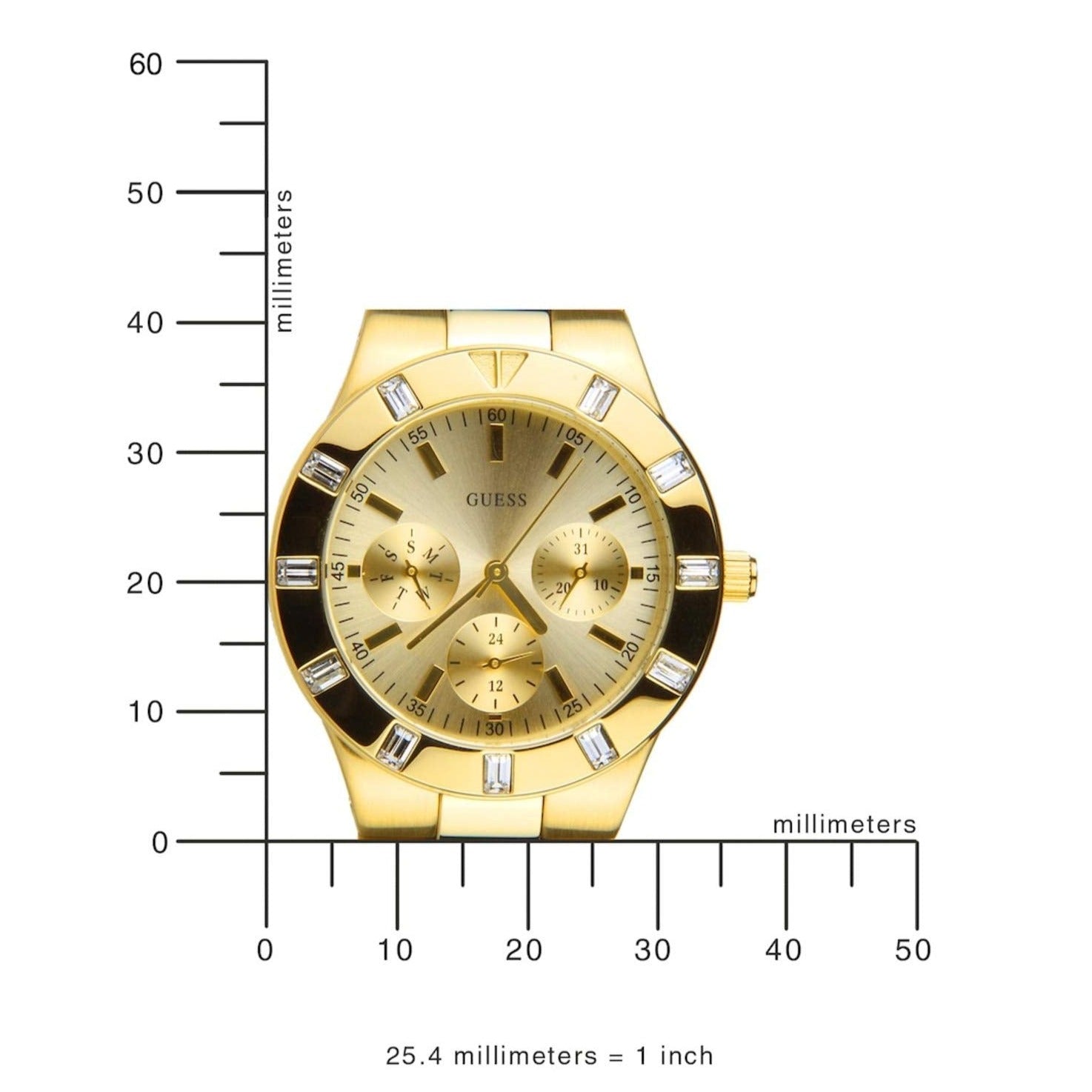 Guess Glisten Analog Gold Dial Gold Steel Strap Watch For Women - W13576l1