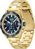 Hugo Boss Energy Chronograph Blue Dial Gold Steel Strap Watch For Men - 1513973