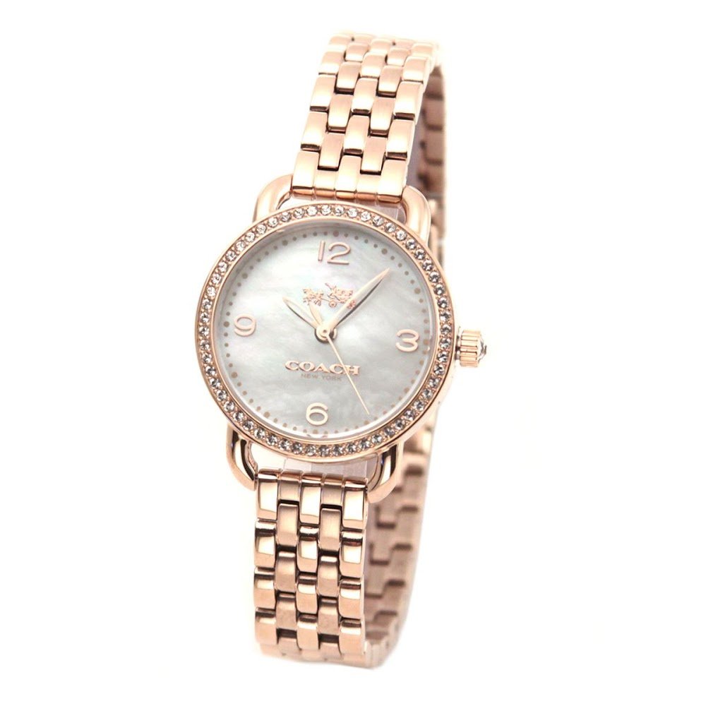 Coach Delancey White Dial Rose Gold Steel Strap Watch for Women - 14502479