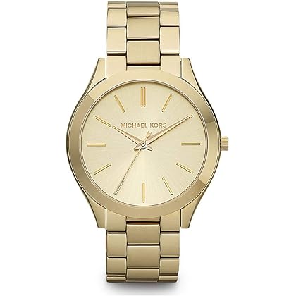 Michael Kors Slim Runway Analog Quartz Gold Dial Gold Steel Strap Watch For Women - MK3739