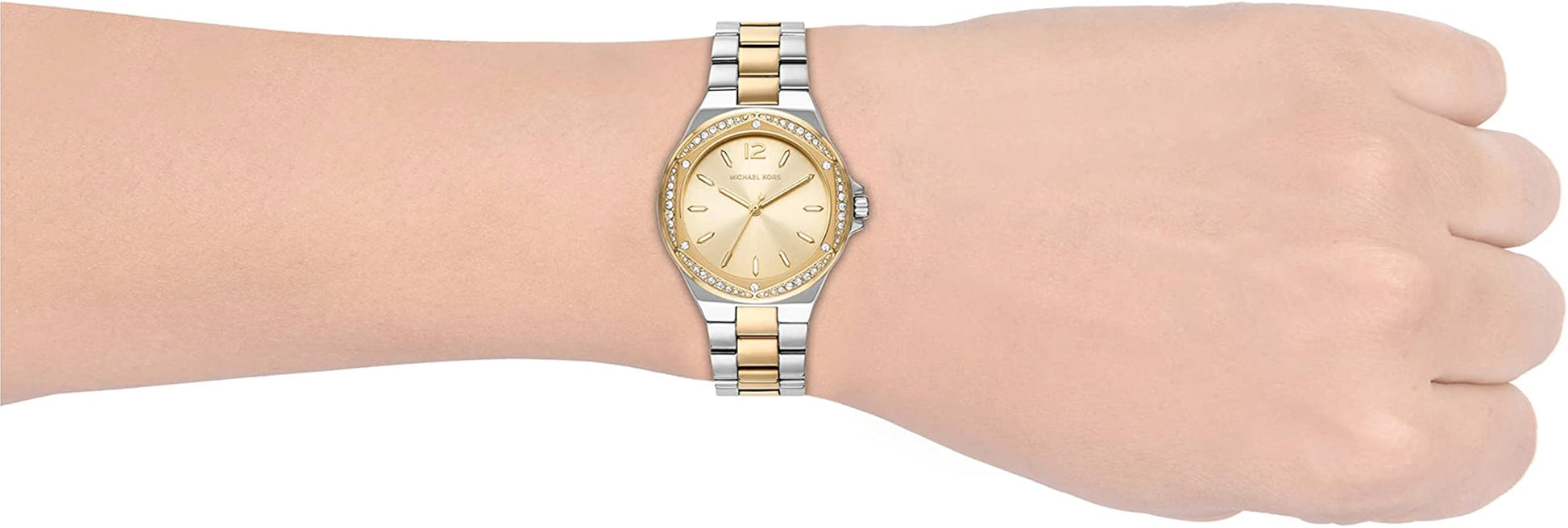 Michael Kors Lennox Three-Hand Gold Dial Two Tone Steel Strap Watch For Women  - MK6988