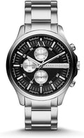 Armani Exchange Hampton Chronograph Black Dial Silver Steel Strap Watch For Men - AX2152