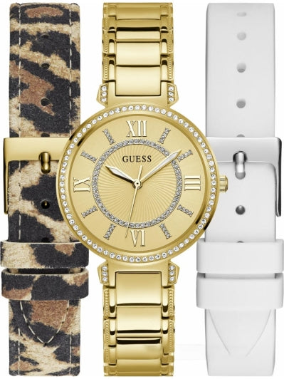 Guess Montage Quartz Gold Dial Gold Steel Strap Watch For Women - GW0588L1