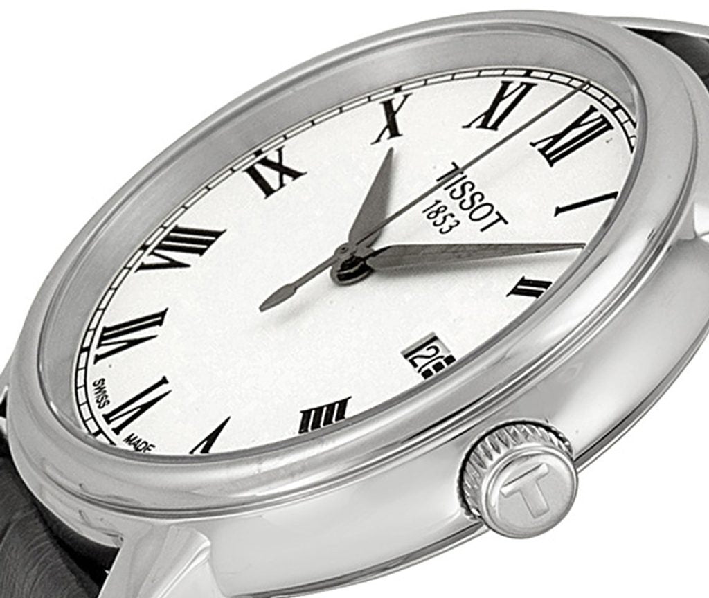 Tissot T Classic Carson White Dial Black Leather Strap Watch for Men - T085.410.16.013.00