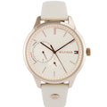 Tommy Hilfiger Brooke Quartz White Dial Cream Leather Strap Watch for Women  - 1782022