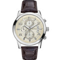 Guess Exec Chronograph White Dial Brown Leather Strap Watch For Men - W0076G2