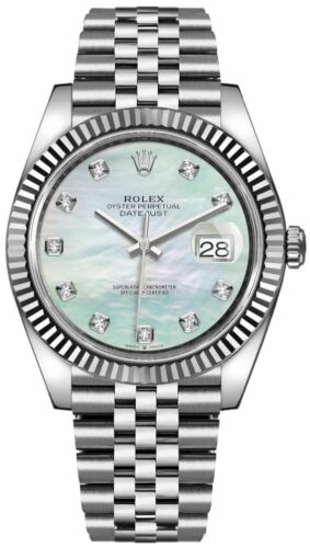 Rolex Datejust 41 Diamonds Mother of Pearl Dial Silver Jubilee Bracelet Watch for Men - M126334-0020