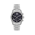 Michael Kors Lexington Chronograph Black Dial Silver Steel Strap Watch For Women - MK7277