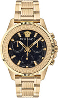 Versace Greca Action Chronograph Black Dial Gold Steel Strap Watch For Men - VE3J00622