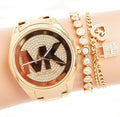 Michael Kors Janelle Quartz Gold Dial Gold Steel Strap Watch For Women - MK7088