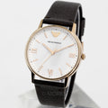 Emporio Armani Dress Quartz White Dial Brown Leather Strap Watch For Men - AR11011