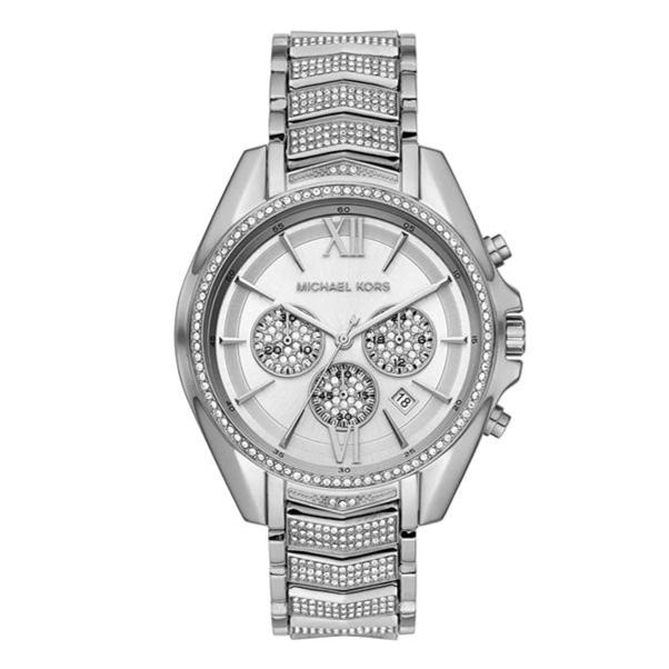 Michael Kors Whitney Chronograph Crystals Silver Dial Silver Steel Strap Watch For Women - MK6728