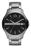 Armani Exchange Hampton Chronograph Black Dial Silver Steel Strap Watch For Men - AX2103