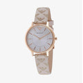 Emporio Armani Classic White Dial Beige Leather Strap Watch For Women - AR11008