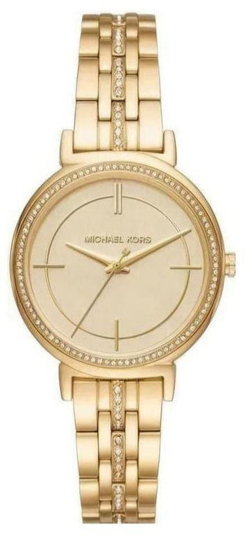 Michael Kors Cinthia Quartz Gold Dial Gold Steel Strap Watch For Women - MK3681