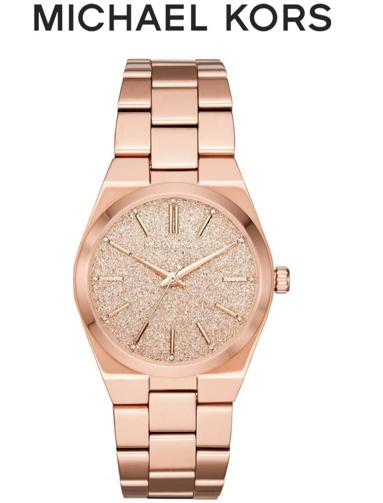 Michael Kors Channing Quartz Rose Gold Dial Rose Gold Steel Strap Watch For Women - MK6624