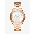 Michael Kors Slim Runway White Dial Rose Gold Steel Strap Watch For Women - MK3804