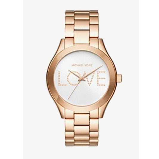 Michael Kors Slim Runway White Dial Rose Gold Steel Strap Watch For Women - MK3804