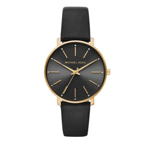 Michael Kors Pyper Black Dial Black Leather Strap Watch For Women - MK2747