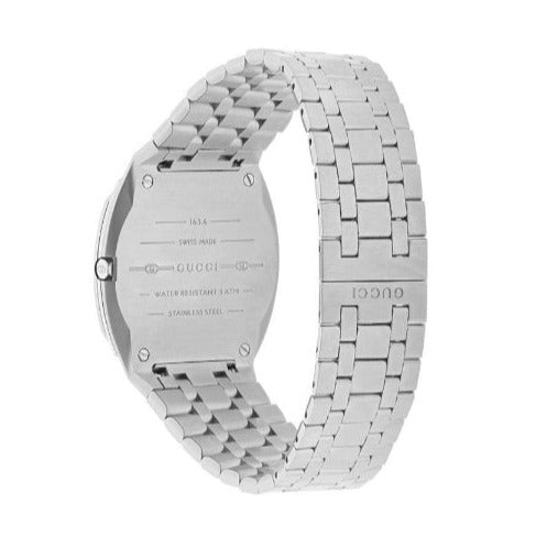 Gucci 25H Quartz Diamonds Silver Dial Silver Steel Strap Watch for Women - YA163401