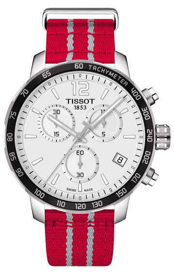 Tissot Quickster Chronograph NBA Houston Rockets Special Edition White Dial Two Tone NATO Strap Watch for Men - T095.417.17.037.12