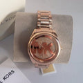 Michael Kors Janelle Quartz Crystals Rose Gold Dial Rose Gold Steel Strap Watch For Women - MK7312