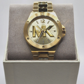 Michael Kors Lennox Three-Hand Quartz Gold Dial Gold Steel Strap Watch For Men - MK8939