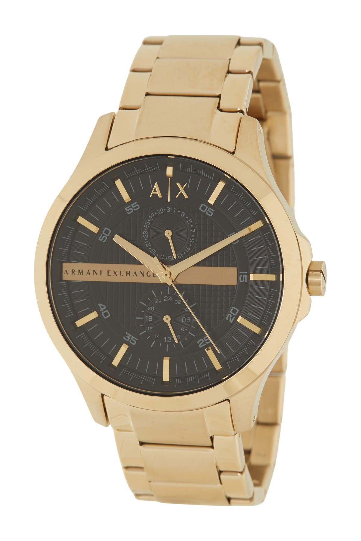 Armani Exchange Hampton Chronograph Black Dial Gold Steel Strap Watch For Men - AX2122