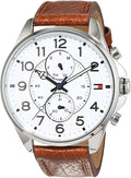 Tommy Hilfiger Dean Quartz Multifunction White Dial Brown Leather Strap Watch for Men - 1791274