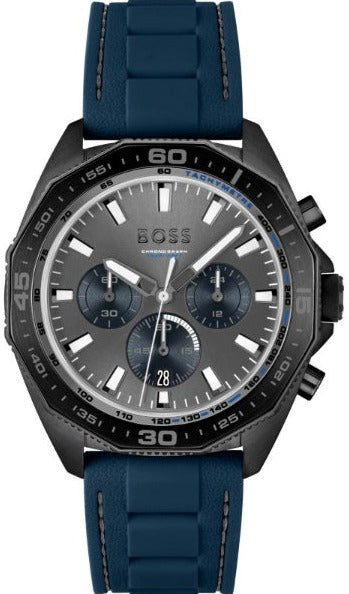 Hugo Boss Energy Chronograph Grey Dial Green Rubber Strap Watch For Men - 1513972