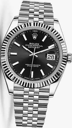 Rolex Datejust 41 Oyster Black Dial Two Tone Oystersteel & White Gold Strap Watch for Men - M126334-0018