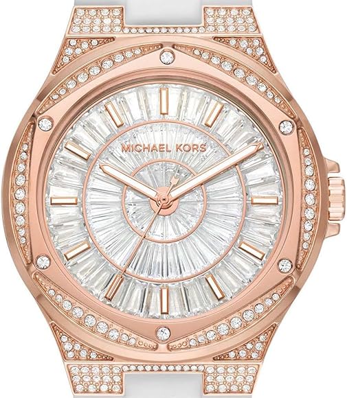 Michael Kors Lennox Three-Hand Crystals Dial White Silicone Strap Watch For Women - MK7248