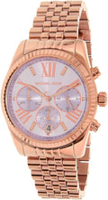 Michael Kors Lexington Purple Dial Rose Gold Steel Strap Watch For Women - MK6207