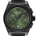 Emporio Armani Federico Chronograph Green Dial Black Steel Strap Watch For Men - AR11562