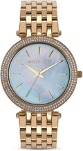 Michael Kors Darci Analog Mother of Pearl Green Dial Gold Steel Strap Watch For Women - MK3498