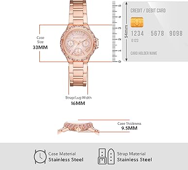 Michael Kors Mini Camille Multifunction Rose Gold Dial Rose Gold Steel Strap Watch For Women - MK7273