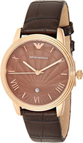 Emporio Armani Classic Quartz Brown Dial Brown Leather Strap Watch For Men - AR1613