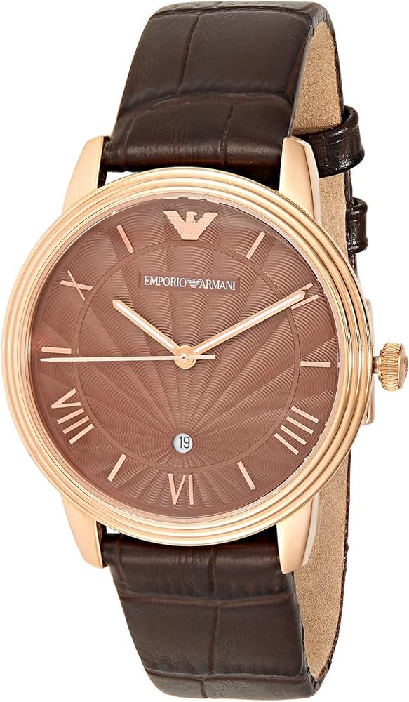 Emporio Armani Classic Quartz Brown Dial Brown Leather Strap Watch For Men - AR1613