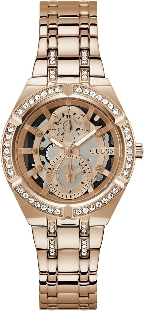 Guess Allara Quartz Rose Gold Dial Rose Gold Steel Strap Watch For Women - GW0604L3