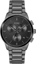 Hugo Boss Dapper Chronograph Black Dial Black Steel Strap Watch For Men - 1513929