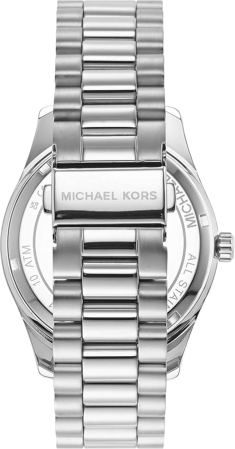 Michael Kors Lexington Quartz Black Dial Silver Steel Strap Watch For Women - MK8946