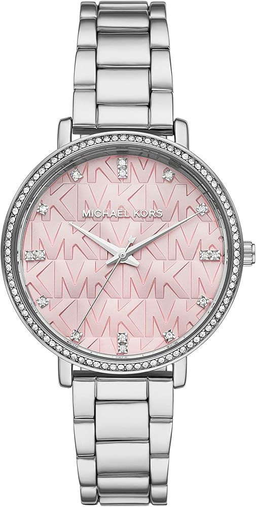 Michael Kors Pyper Three Hand Pink Dial Silver Steel Strap Watch For Women - MK4631