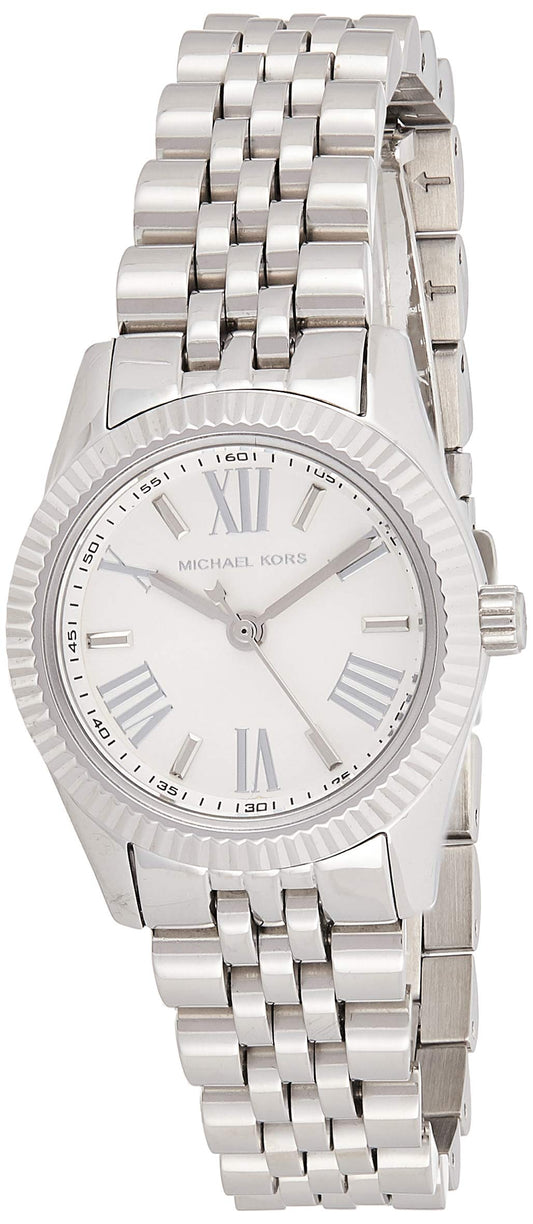 Michael Kors Lexington Quartz White Dial Silver Steel Strap Watch For Women - MK3228