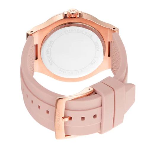 Michael Kors Lennox Three-Hand Analog White Dial Pink Silicone Strap Watch For Women - MK7334