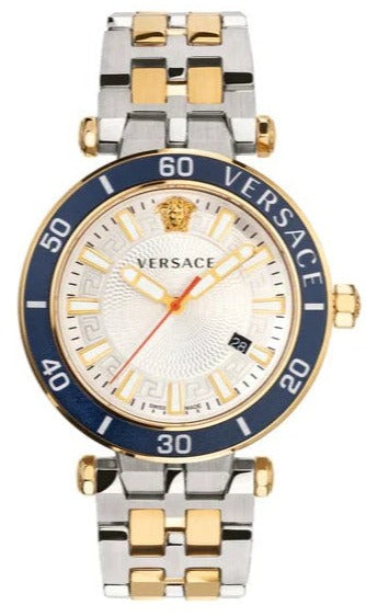 Versace Greca Sport Quartz White Dial Two Tone Steel Strap Watch For Men - VEZ300521