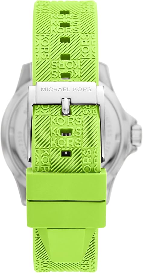 Michael Kors Everest Three Hand Crystals Silver Dial Green Silicone Strap Watch For Women - MK7360