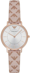 Emporio Armani Classic White Dial Beige Leather Strap Watch For Women - AR11008