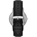 Emporio Armani Meccanico Skeleton Automatic Black Dial Black Leather Strap Watch for Men - AR60038